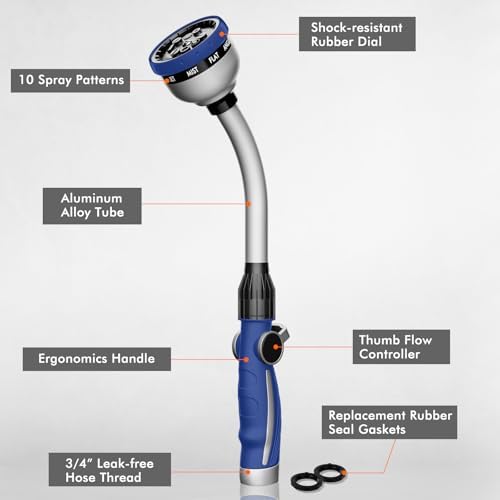 RESTMO Watering Wand Heavy Duty, 15-Inch Long Hose Nozzle Sprayer - Image 2