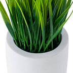 MyGift Artificial Grass Plants in Modern Cylindrical White Cement Pots, Decorative Faux Greenery Plant in Tabletop Planter, Set of 2 - Image 6