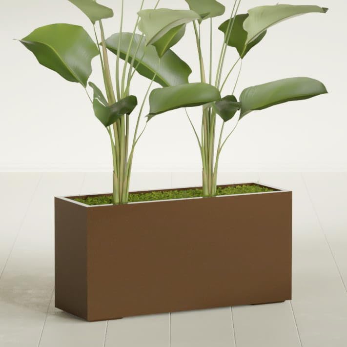 Greenline Leo Tall Rectangular Fiberglass Planter, Outdoor Planter Box - Image 2