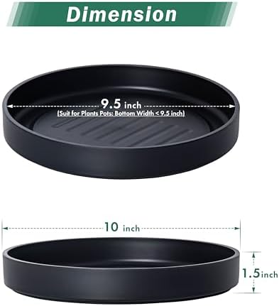 Phoenix Vine 10 Inch Plastic Plant Saucer Water Drip Tray, Heavy Sturdy Round Plant Drainage Tray for Indoors Outdoor, Set of 2, Matte Black, 21-TY-10B-2 - Image 2