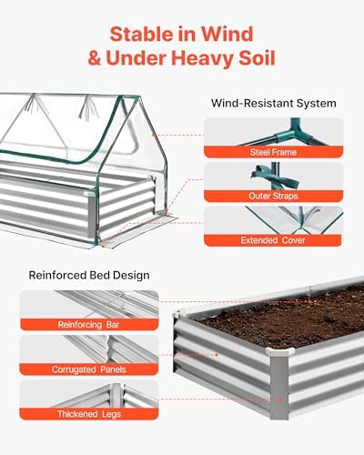 VEVOR 6x3x1FT Metal Raised Garden Bed with Greenhouse Cover, Outdoor Galvanized Planter Raised Beds for Gardening for Vegetables Flowers and Fruit - Image 5