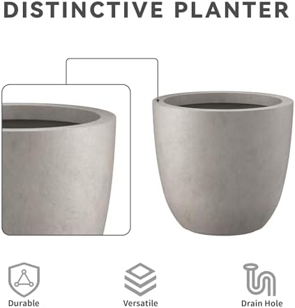Kante Set of 3 Weathered Concrete Bowl Round Planters for Modern Home - Image 5