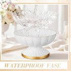 4 Pcs Metal Compote Vase, Floral Centerpiece Bowls, White - Image 3