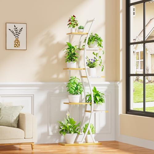 56" Plant Stand Indoor with Grow Lights, 7 Tiered Tall Metal Plant Shelf - Image 6