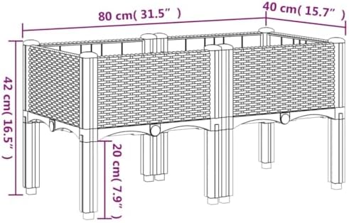 Brown Elevated Garden Planter with Legs, 31.5x15.7x16.5 Inch Polypropylene Planter Box for Climbing Plants, Rattan Look Design for Patio and Terrace - Image 7