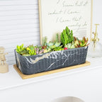 Succulent Pots, Large Shallow Rectangle Planters with Drainage Tray - Image 4