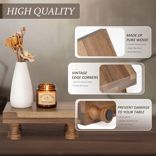 EOSAHR Wood Riser for Decor & Display Stand for Kitchen Counter, Brown - Image 5
