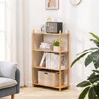 4‑Tier Expandable Freestanding Bamboo Bookshelf, Wooden Bookcase by WooFawn