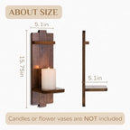Wood Wall Candle Sconces Set of 2, Distressed Brown - Image 6
