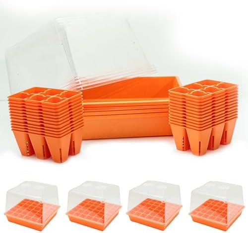 Bootstrap Farmer Countertop Seed Starter Kit in Orange, Reusable 1010 Tray Bundle with Inserts and Humidity Dome by BootstrapFarmer