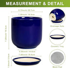 8 Inch Ceramic Plant Pot - Decorative Round Planter for Indoor Plants with Drainage Hole and Saucer, Home House Room Office Garden Decor, Blue - Image 3
