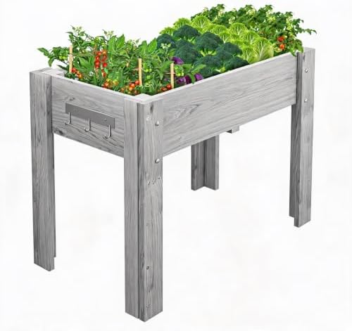 GarveeHome 47×23×30IN Elevated Raised Garden Bed, Ergonomic Fir Planter Box by GarveeHome