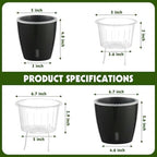 Self-Watering Pots for Indoor Plants, 16-Pack Self Watering Planter with Drainage Holes, Small African Violet Pots with Water Indicator, 10-Pack 5''/6-Pack 6.7'' Orchid Pot, Black - Image 2