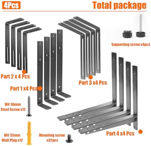 4 Pcs Adjustable Railing Planter Boxes Brackets,Heavy Duty Iron Window Box Planters Holder Outdoor for Railings,Windowsill,Patio,Deck,Garden,Balcony,Fence,Wall,Porch,Black - Image 6