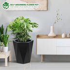 GarveeLife 16 Inch Tall Planters Set of 2, Outdoor Planters Self Watering Plant Pots with Water Level Monitor, Multiple Drainage Holes, Flower Pots for Patio, Porch, Living Room, or Home Office, Black - Image 7