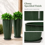 Neoaider Set of 2 Tall Planter, 21 inch Large Plastic Planter, Dark Green - Image 5