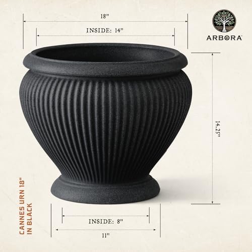 ARBORA 18" Cannes Urn Planter - Lightweight Polyresin Decorative Plant Pot - Image 2