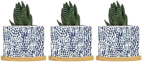 Navy Leopard Print Ceramic Planters African Animal White Blue Plant Live Indoor with Pot with Drainage Holes and Saucers Pot for Pots Outdoor Indoor Plants by BRUYU5SE