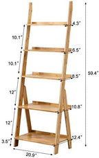 Bookshelf & 5-Tier Bamboo Ladder Shelf & 59.4” Book Shelf Bookcase Floor Freestanding Multipurpose Bamboo Storage Rack Furniture for Home Office, Living Room, Kitchen, Office（Natural） - Image 3