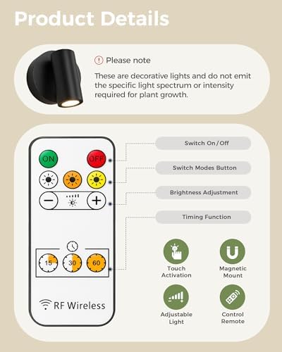 Bamworld Wall Plant Holder with Lights, Black, 3pcs - Image 7