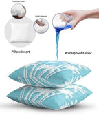 Tropical Palm Tree 16x16 Waterproof Outdoor Throw Pillow with Insert, Vintage Aqua Exotic Botanical Plants Patio Decorative Cushion for Outdoor Furniture, Balcony Porch Garden Chair Pillow, 1 Pack - Image 7