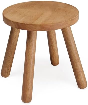11.8" H Round Solid Wooden Stool Wood Plant Stand Woden Decorative Stool Garden Stool Portable Stand for Kitchen Bathroom Living Room Bedroom by Unknown