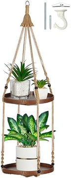 2 Tier Macrame Plant Hanger, Hanging Plant Shelf (12") by Shineloha