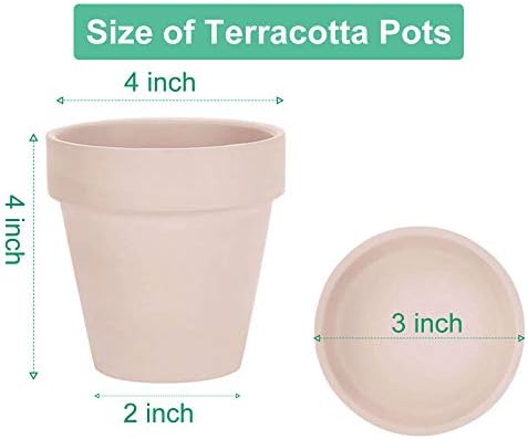 vensovo 4 Inch Pink Terracotta & Clay Pots with Saucer, 6 Pack - Image 2