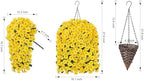 HyeFlora Artificial Fake Hanging Flowers Plants Baskets for Outdoor Outside, Faux Silk Yellow Morning Glory Flowers UV Resistant Look Real Hanging Planter for Home Porch Patio Balcony Yard Decor - Image 3