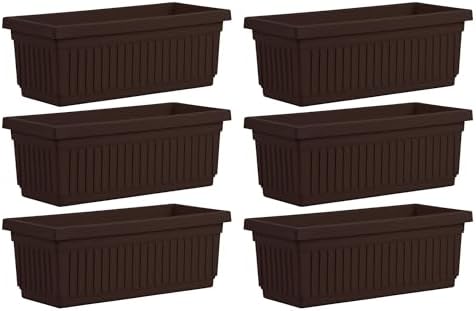 The HC Companies Venetian 30 Inch Plastic Planter Box, Chocolate, 6-Pack by TheHCCompanies