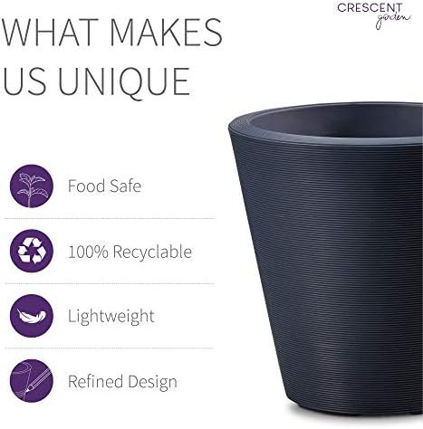 Crescent Garden Madison Planter– Weather-Resistant, Double Walled Indoor/Outdoor Plant Pot with Drain Hole – Durable All-Season Flower Container, 20" W (Midnight Blue) - Image 4