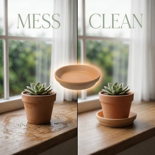 12 Pack Terracotta Saucer, 4.2 x 0.9 in Flower Pot Saucers, Round Clay Trays and Plant Saucers with High Rim Design for Indoor Outdoor Potted Plants, Succulents, Crafts - Image 4