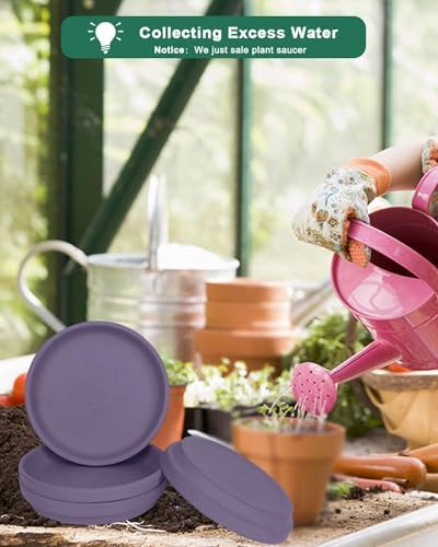vensovo 8 Inch Purple Terracotta Plant Saucer Pots Tray - 4 Pcs Round Planter Saucers for Indoor & Outdoor Plants, Large Clay Trays Perfect for 7 Inch 7.5 Inch 8 Inch Flower Pot - Image 3