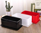 VanEnjoy 10 Inch Red Rectangle Ceramic Succulent Planter Pot Decorative Cactus Plant Pot Flower Container with Ceramic Tray - Image 6