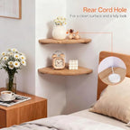 Corner Floating Shelf 16inch Solid Oak Wood Floating Corner Shelf with Wire Hole Corner Wall Mount Storage Display Shelves for Living Room Bedroom Bathroom Kitchen - Image 4