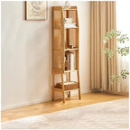 Ladder Shelf Bamboo Ladder Shelf Bookshelf Rack Floor Rattan Bookcase Cabinet Bedroom Bedside Storage Locker for Living Room, Bathroom, Study, Office Ladder Bookcase(Natural,Large) by Unknown