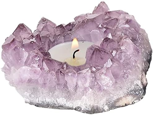 JIC Gem Purple Amethyst Crystal Candle Holder Tealight Stand 4.5 Inch by JICGem%C2%AE
