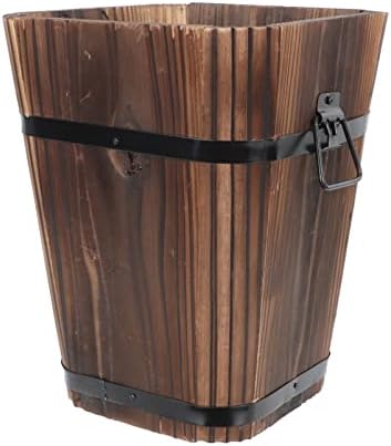 YARDWE Wood Barrel Flower Pot Planter: Whiskey Barrel Planter Outdoor Indoor Vintage Flower Container for Home Room Office Garden Plant Holders 27x21cm Whiskey by YARDWE