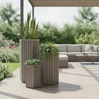 Hexagon Column Planters, 22 Inch, Brown Grey - Image 5