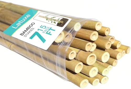 Bamboo Stakes 7FT, 15pcs Garden Stakes Specifically Designed for Climbing Plants, Ideal for Tomatoes, Beans, Cucumbers, Peppers, Vines, and More Plant Growth by Unknown