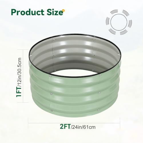 3-Pack Round Raised Garden Bed Outdoor 2x2x1ft Planter Box, Avocado - Image 3