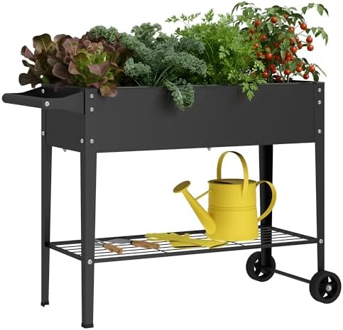 Elevate 32" Tall Raised Garden Bed with Wheel,Planter Box for Backyard,Outdoor Garden, Patio, Balcony, 400lb Capacity,Black by ChuangshuoGuard