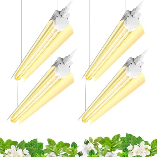Barrina T8 Grow Light, Full Spectrum 2FT LED Plant Lights, Yellow, 4 Packs by Barrina