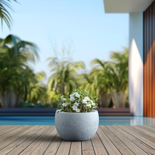 Kante Blue Gray Concrete Planter 15.7" Dia All-Weather Round Accent Pot - Image 4