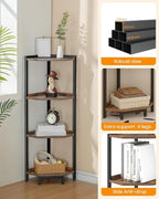 Hzuaneri Corner Shelf Stand 4-Tier Corner Bookshelf Storage Standing Shelf - Image 3