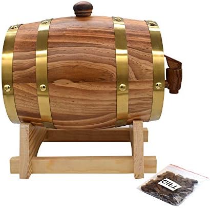 1.5L Oak Aging Barrels Whiskey Barrel Dispenser Home Wine Bucket Whiskey Barrel for Wine, Spirits, Beer, and Liquor Light Yellow (with baked oak chips) - Image 2