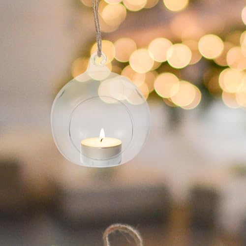 6 Piece Glass Globe Hanging Tea Light Holder Terrarium Set - Image 5