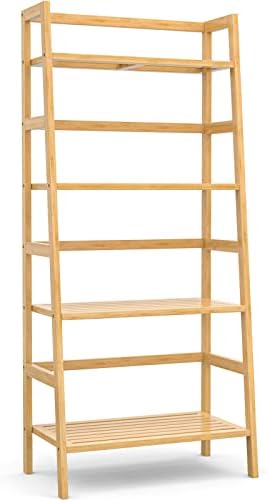 Bamboo Ladder Shelf, 4-Tier Wooden Ladder Bookshelf & Bookcase Organizer - Image 7