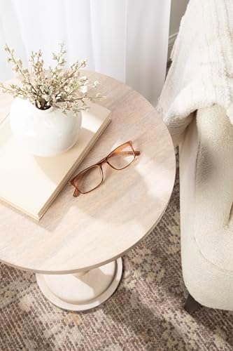 Kate and Laurel Wegner Traditional Wooden Round Side Table; 16 x 26; Whitewash; Elegant and Durable Pedestal Table for Use as Living Room End Table; Plant Stand; or Bedroom Nightstand - Image 5