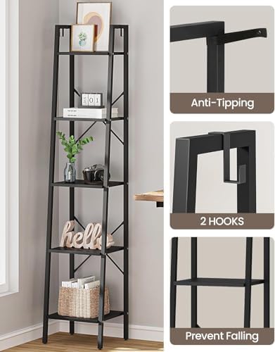 Hzuaneri Ladder Shelf, Bookshelf, Freestanding Corner Storage Shelf - Image 5